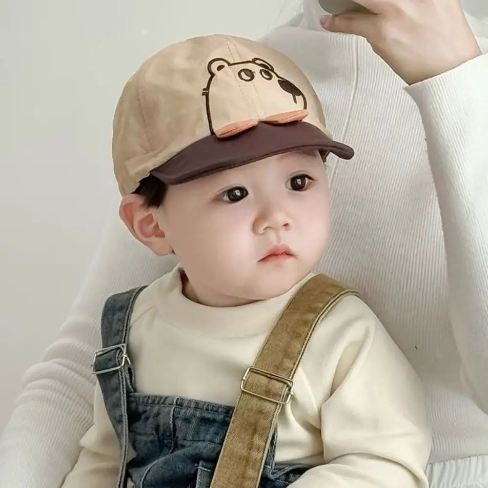 

Fashion Short Brim Cartoon Bear Baby Hat Quick Dry Casual Infant Sun Visor Hat Breathable Cotton Peaked Caps