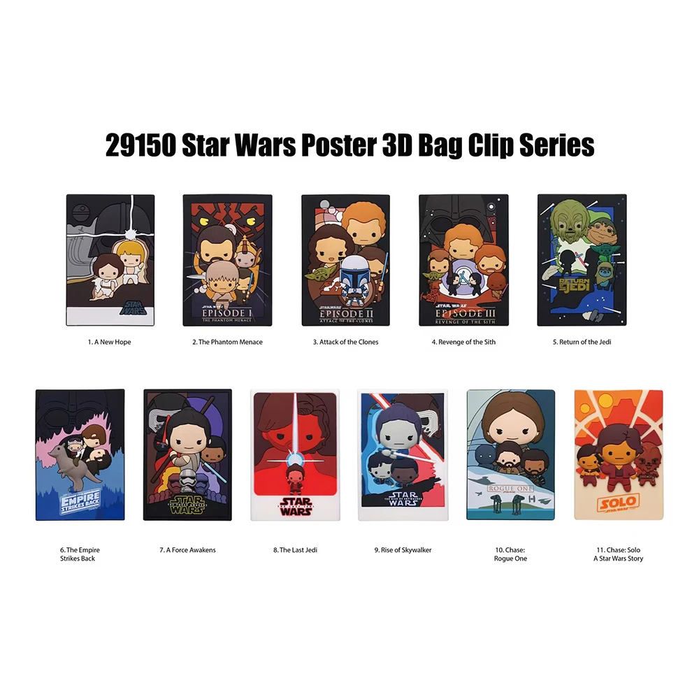 Porte-clés boîte aveugle de dessin animé 3D, série Star Wars officiellement Disney, Clip poupée, affiche de personnage aléatoire, 1 pièce