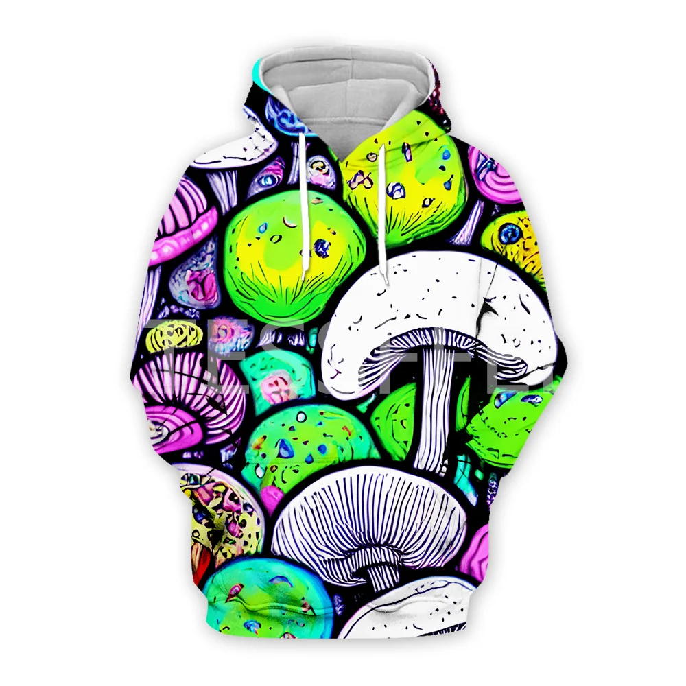 Mushroom Plant Fungus Psychedelic Trippy Tattoo Retro Streetwear 3DPrint Unisex Pullover Harajuku Jacket Casual Funny Hoodies A3