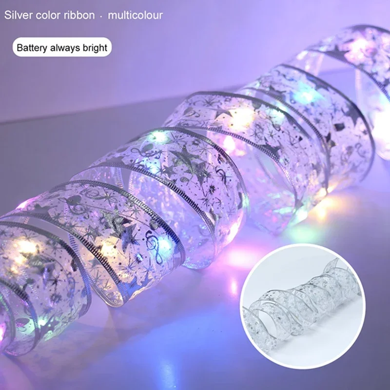 1Pack Christmas Ribbon Lights 1/2/5/10M Mini Lights Copper Wire Fairy String Lights For Party Weddings Christmas Tree Decortion
