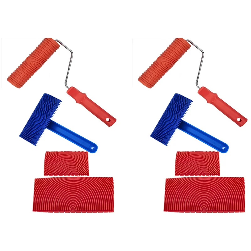 

A02F-Wood Grain Tools, 8Pcs Wood Grain Roller Painting Tools Texture Pattern With Handles Texture Tool Paint,For Wall Room