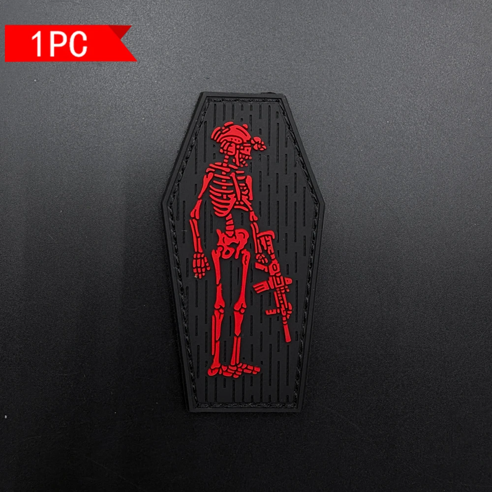 Vintage Art Skeleton Outline Graphic Pvc Luminous Armband Patch Badge Clothing Modification Bag Decoration Accessories with Fleece Backing
