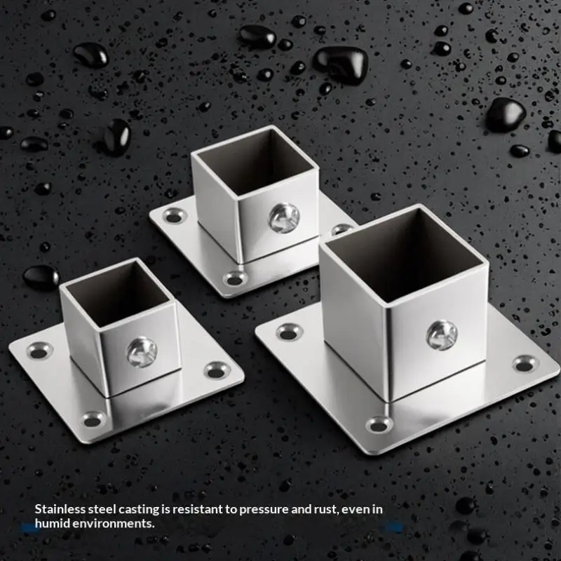 1/2 Sets Flange Base Stainless Steel Square Tube Connector Tube Outer Dia. 25/30/35mm Elbow Corner Joint Fence Rail Clamps
