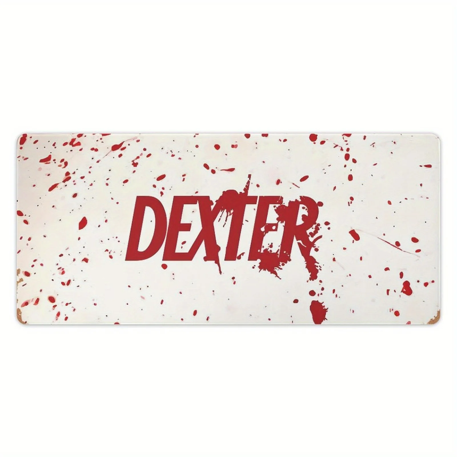 لوحة ماوس ولوحة مفاتيح كبيرة جدًا بتصميم مستوحى من برنامج Dexter TV Show - سجادة مكتب لمشهد الجريمة الحمراء مع شعار Dexter، Dura