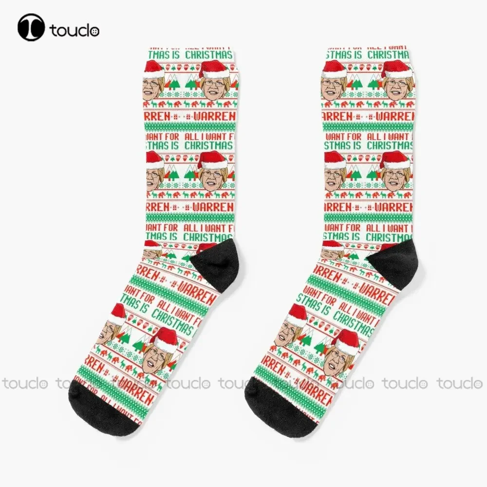 All I Want For Christmas Is Elizabeth Warren Socks Socks For Girls Personalized Custom Unisex Adult Teen Youth Socks Custom Gift