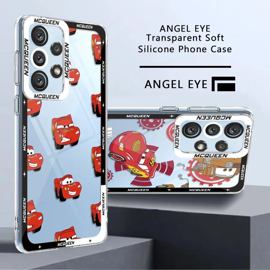 Disney Lightning McQueen Cute Phone Case for Samsung Galaxy A35 A55A53 A54 A73 A34 A33 A25 A24 A13 A14 A15 Clear Cover