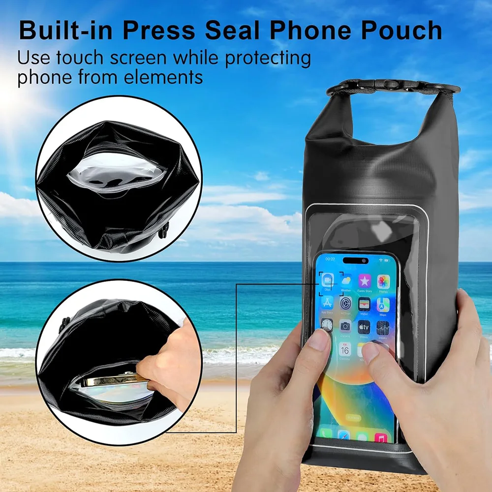 2L Waterproof PVC Dry Bag Beach Phone Bag Swimming Rafting Floating Shoulder Outdoor Beach Sport Kayaking Travel Crossbody Bag