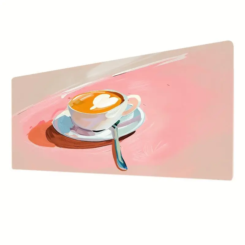 [Brand] Iron Art Mouse Pad Pink Gradient Tea Cup Non-Slip Thick Soft Gaming Office Desk Mat Computer Accessory