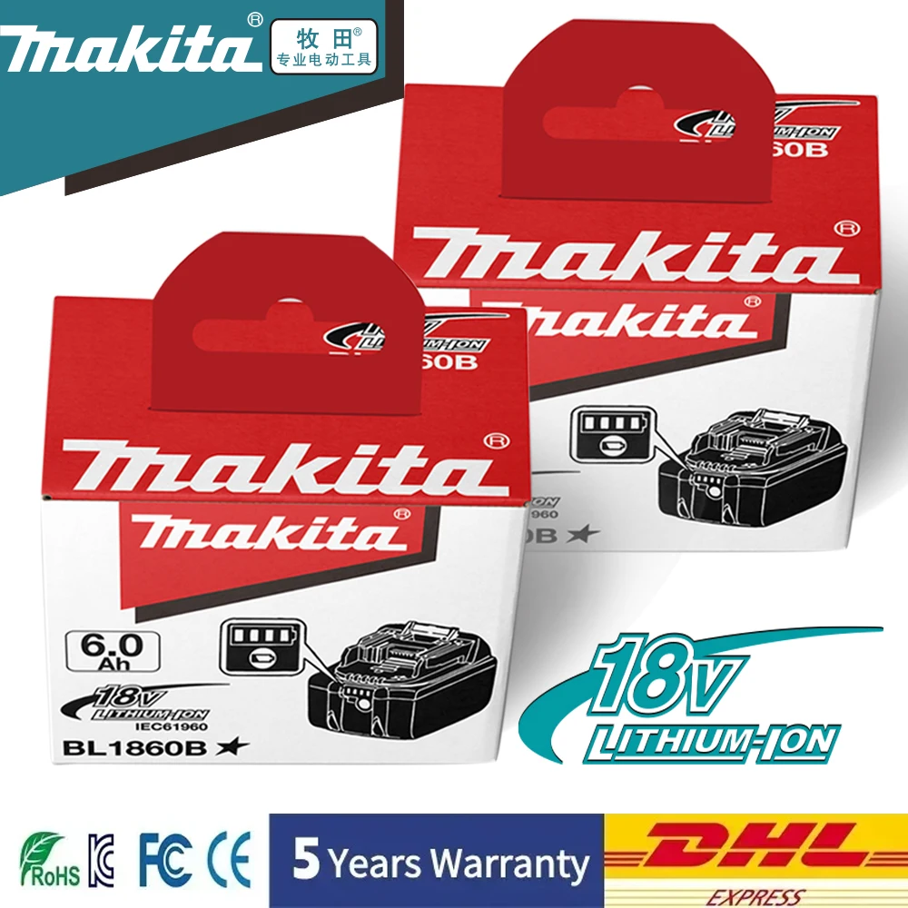 

100% Original Makita 6Ah/5Ah/3Ah for Makita 18V Battery BL1830B BL1850B BL1850 BL1840 BL1860 BL1815 Replacement Lithium Battery