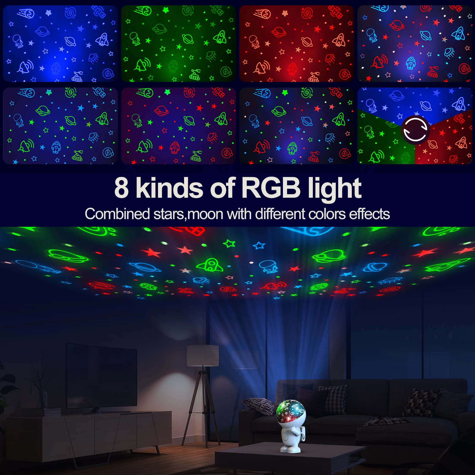 Star Projector, Galaxy Night Light, Astronaut Star Nebula Ceiling LED Light with Timer and Remote Control, Gift for Kids for Bed