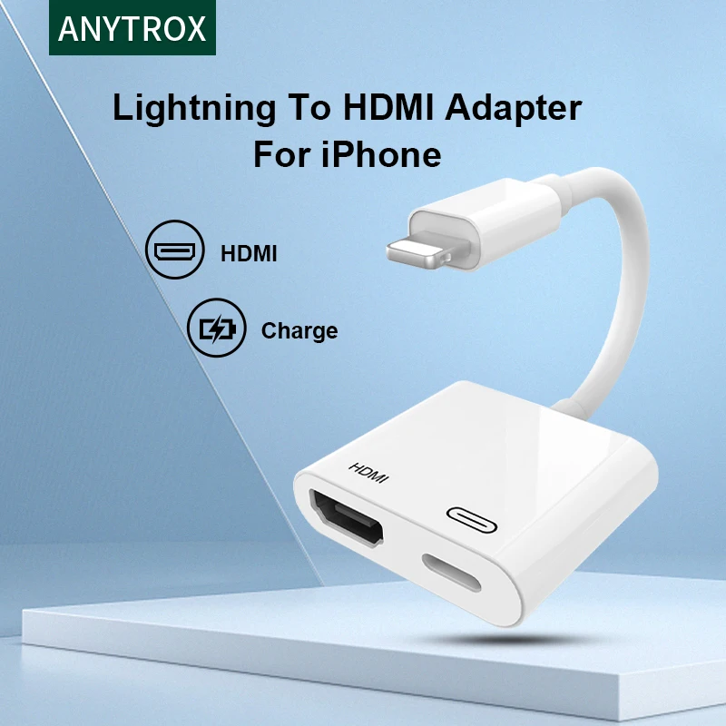 Lightning to HDMI Digtial AV Adapter, Lightning to TV/Projector Connector with Charging Port,Support 1080P Video Sync Screen