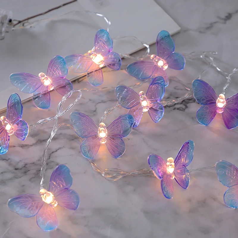 1.5 متر 10LED فراشة سلاسل جارلاند بنات فراشة عيد ميلاد حفل زفاف ديكورات المنزل الاطفال هدية الكريسماس الجنية ضوء
