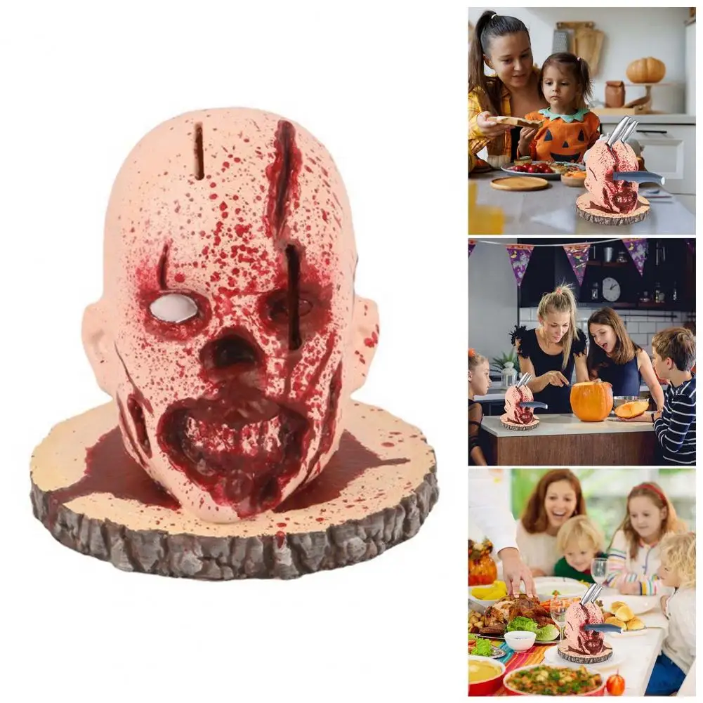 High-quality Knife Stand Halloween Skull Knife Holder Fruit Storage Rack for Kitchen Decor Unique Resin Cutlery for Party