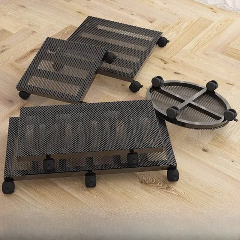 

Mobile Plant Pot Tray with Wheel Base Pad Invisible Wheel Potted Plant Breathable Roller Water Collection Tray Iron Material