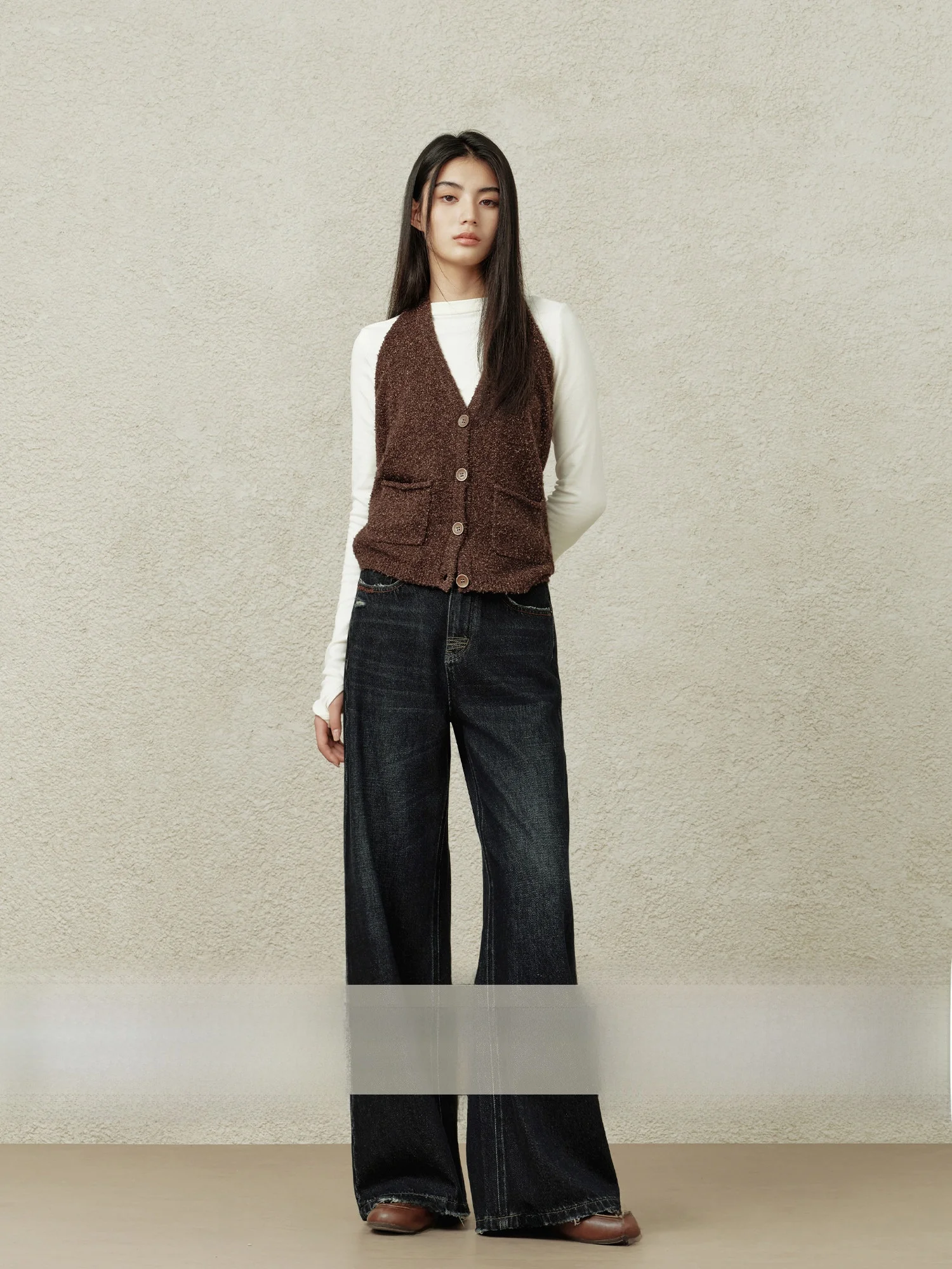 

Джинсы Risen Petite Vintage из выстиранного денима с высокой талией, свободные, широкие штанины, для женщин с фигурой типа «груша», осенне-зимняя повседневная одежда