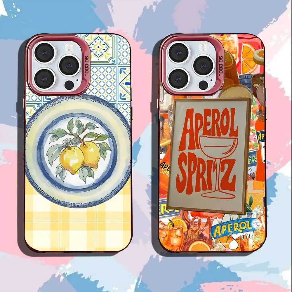 

Aperol Spritz Art Phone Case For iPhone 17,16,15,14,13,12,11,Mini,Pro,SE,MAX Pink Matte Silicone Cover
