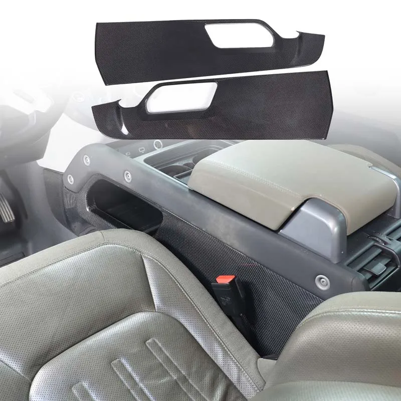 2 قطعة ألياف الكربون الحقيقية لاند روفر ديفندر 90 110 2020 + سيارة التحكم المركزي درابزين الجانب لوحة كبيرة الملحقات الداخلية #2