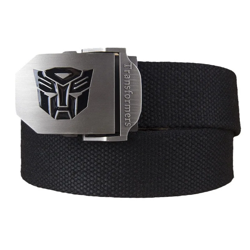 Hasbro Transformers เข็มขัดไนลอนหัวเข็มขัดอัตโนมัติกลางแจ้งมัลติฟังก์ชั่ยุทธวิธีเข็มขัดผ้าใบสบายเข็มขัดที่ไม่ใช่โลหะ