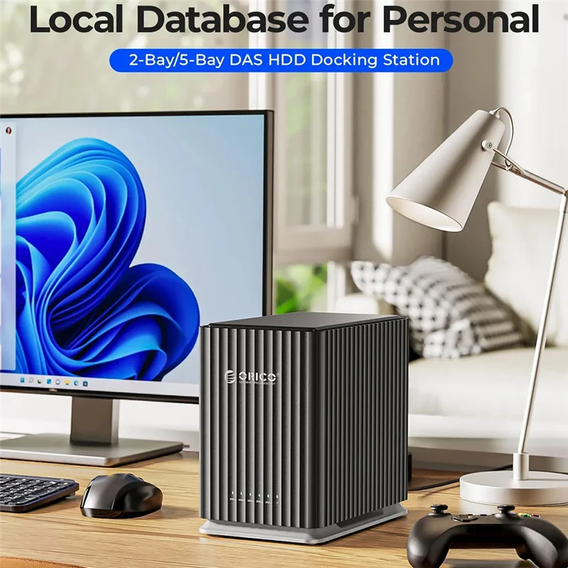 محطة إرساء الأقراص الصلبة ORICO 5 خليج للتخزين الشخصي، خزانة القرص الصلب Xternal Multi Bay