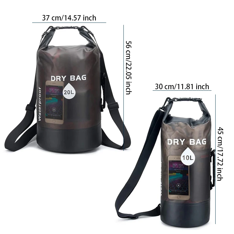 10L 20L Waterproof Dry Bags Swimming Bag Drifting Surfing Bag Outdoor Sports Bags Trekking Kayaking Rafting Boating Equipment