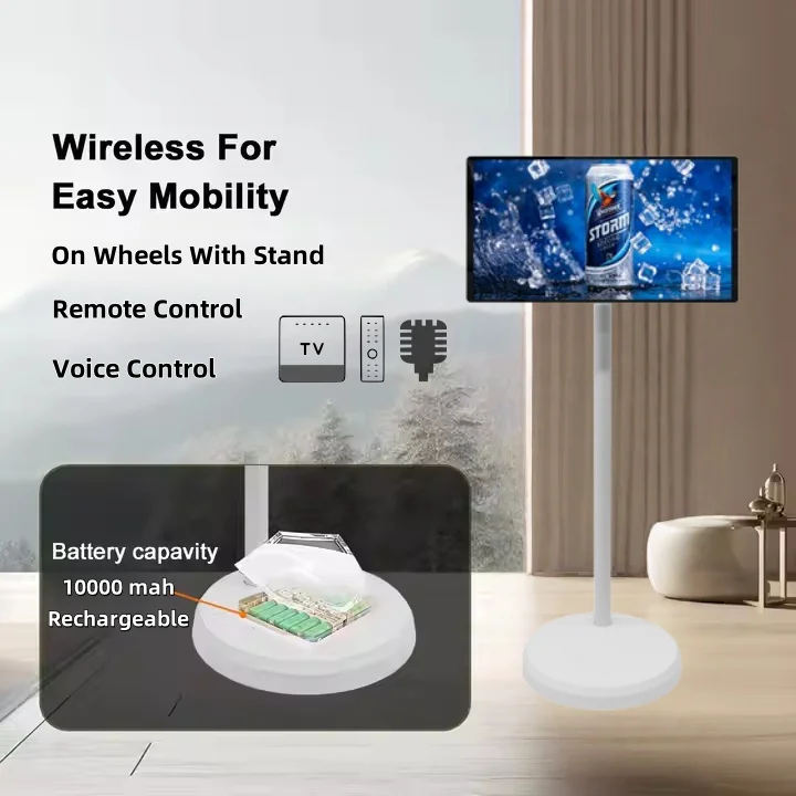 أفضل شاشة تلفزيون محمولة بنظام التشغيل Android مقاس 32 بوصة تعمل باللمس، شاشة تلفزيون ذكية للإلكترونيات البيضاء مع شاشة عرض إعلانات للكاميرا وشاشة LCD