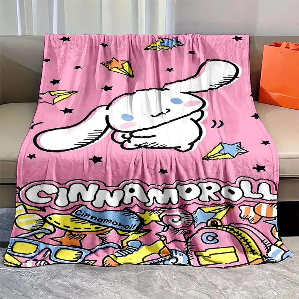 

Japanese CartoonccSanrio Cinnamoroll Fluffly Blanket Kawaii Flannel Soft Warm Throw Blanket Bedding Sofa Cover for Girls Gift