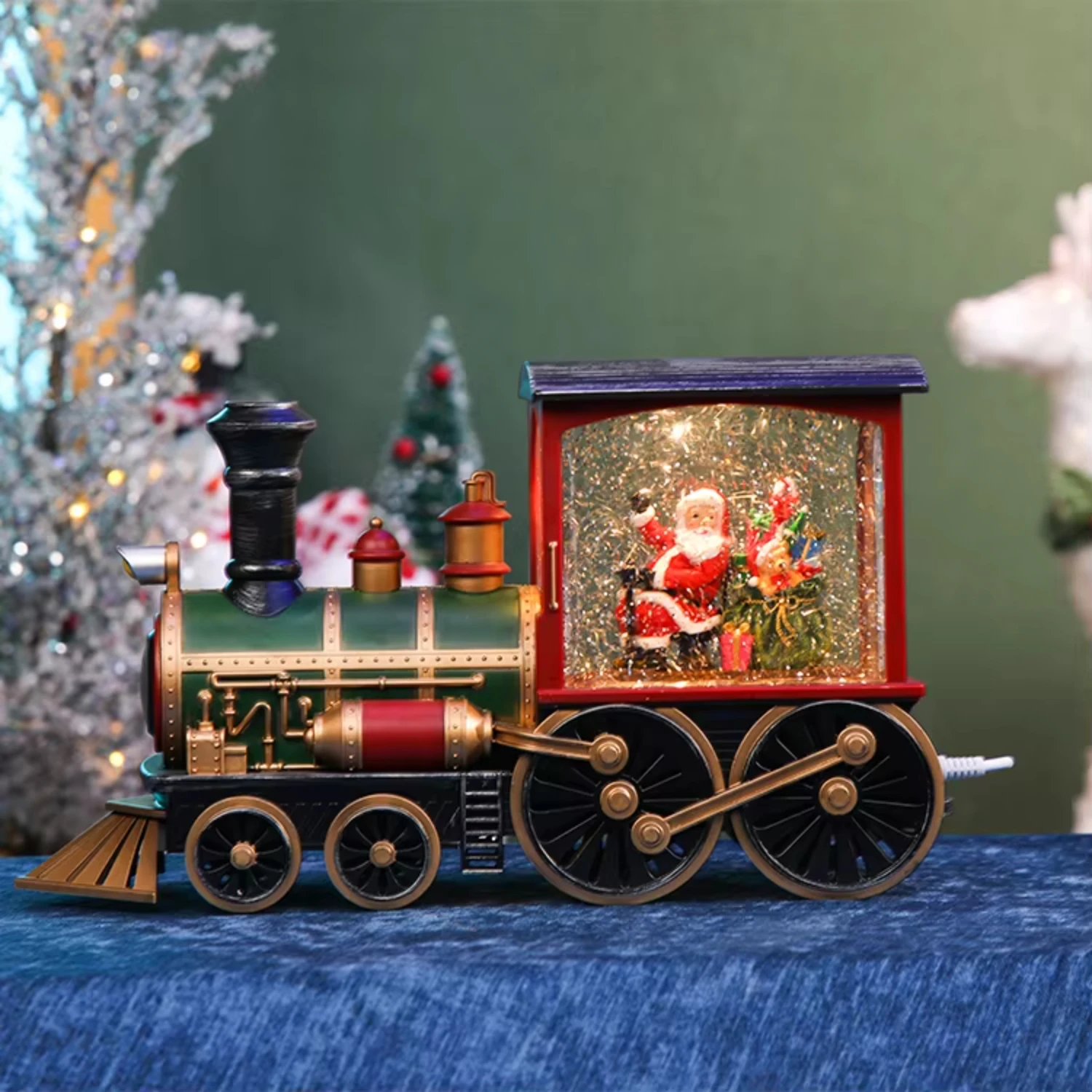 

Christmas Train Design Water Lighted Lamp Christmas Snow Lantern