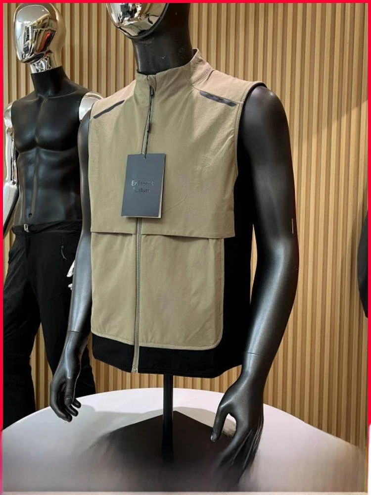 

Легкий мужской жилет для активного отдыха, весна-лето, дышащий, водоотталкивающий, с воротником-стойкой, модный, приталенный, на молнии