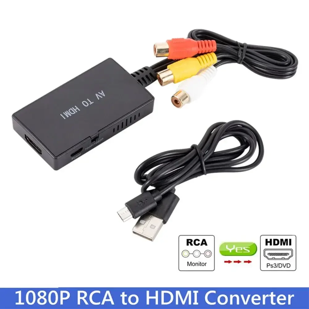 Player DVD VHS Support 1080P PAL/NTSC RCA to HDMI Converter Composite to HDMI Adapter Audio Video For PS1 PS2 PS3 STB Xbox