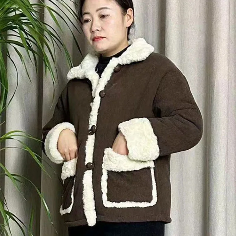 Korean Women Down Cotton Pajamas Jacket 2025 Ladies Thicken Cotton Padded Coat Autumn Winter Female Fashion Stripe Homewear Tops