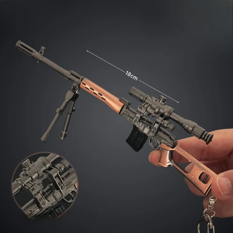 Game for Peace Anime Peripherals Svd Model Alloy Crafts Weapons Ornament Compact Assault Rifle Toy Gun Birthday Gift for Boys