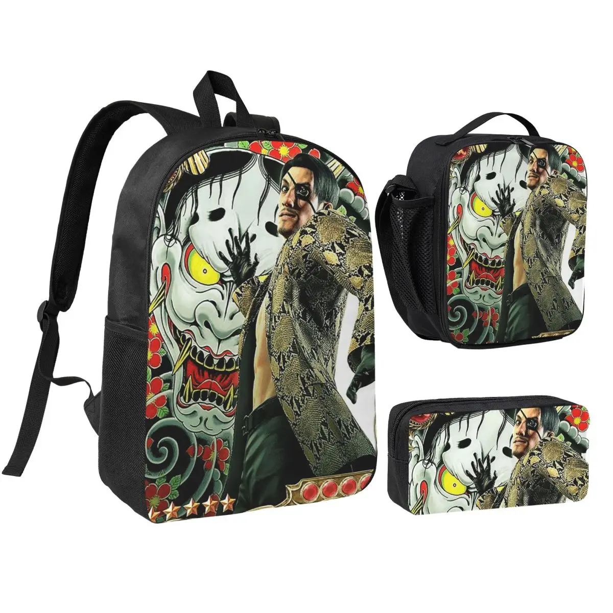

Yakuza Like A Dragon Goro Majima Backpack Boys Girls BookBag School Bag Laptop Shoulder Bags 3ps Insulated Lunch Bag Pencil Case