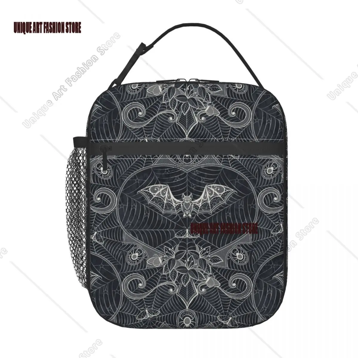 

Halloween Witch Bats Thermal Insulated Lunch Bags Women Gothic Halloween Lace Resuable Lunch Tote Outdoor Storage Food Box