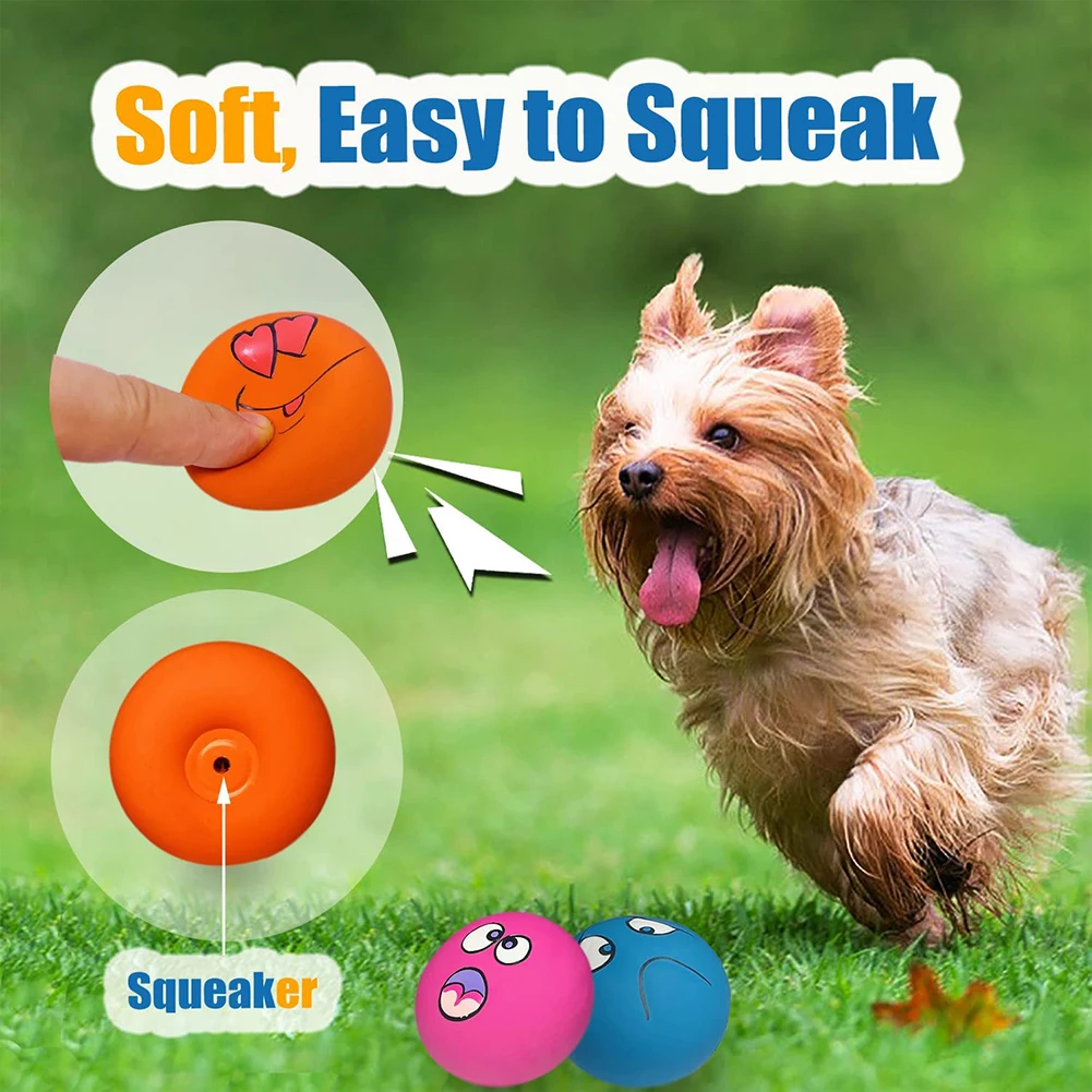 6 Pcs Latex Dog Squeaky Toys Rubber Soft Dog Toys Chewing Squeaky Toy Fetch Play Balls Toy for Puppy Small Pets Dog Accessories