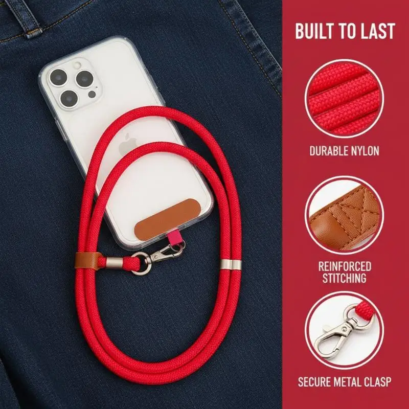 Upgraded Mobile Lanyard 150cm Adjustable Anti Drop Widened Shoulder Strap for Phone Carrying