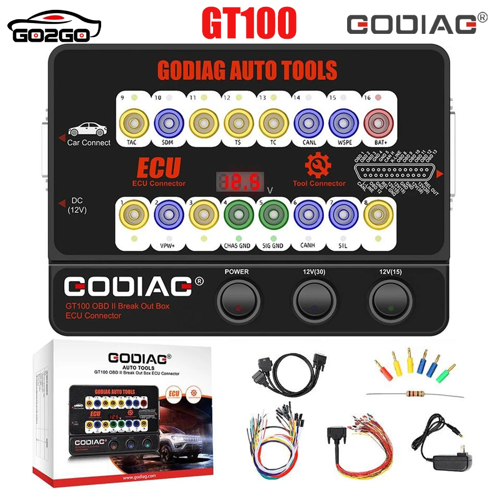 GODIAG GT100 OBDII 16PIN Protocol Detector Breakout ECU Connector OBDII BreakOut Box Detect Car Communication