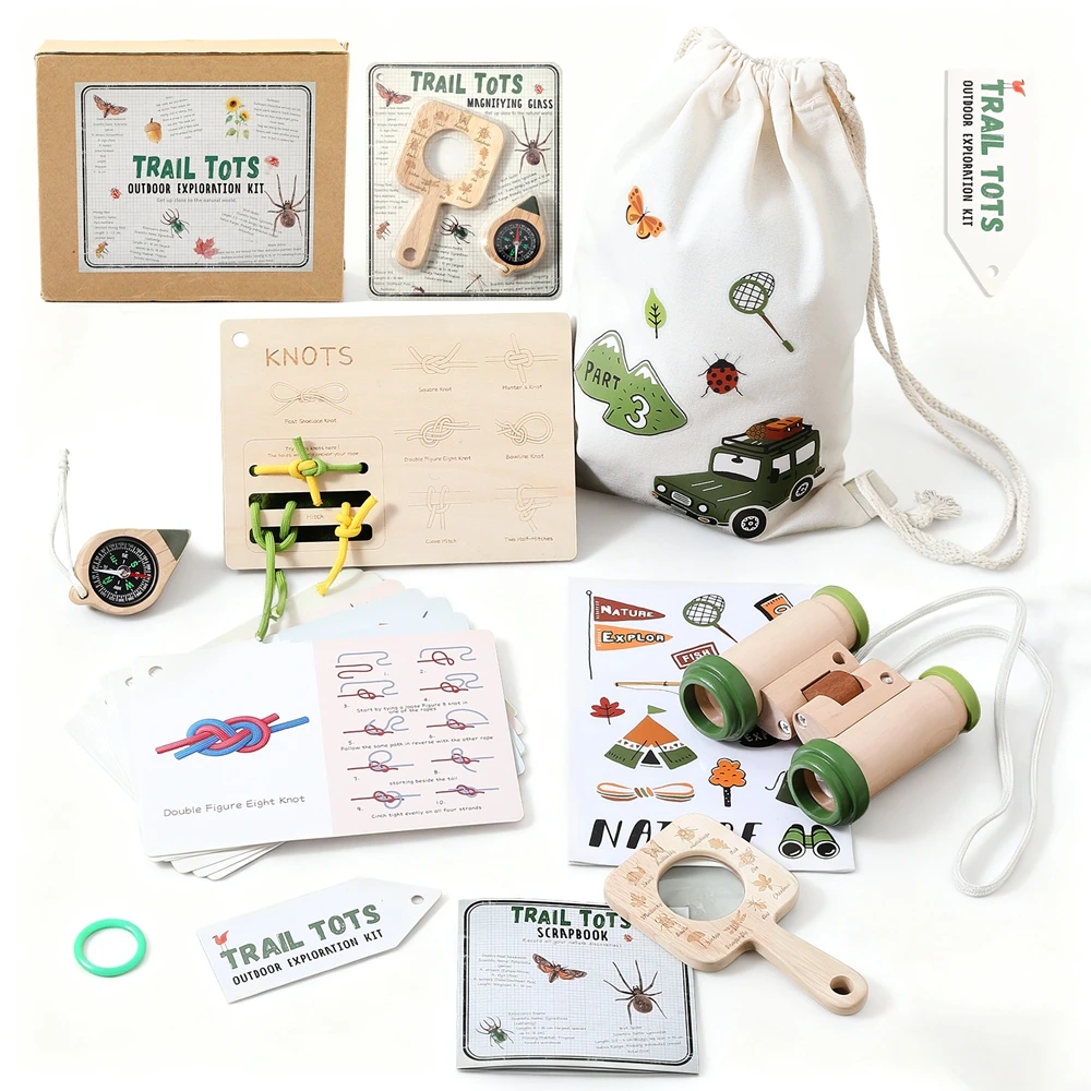 

Children Montessori Toys Baby Outdoor Exploration Toy Set Wooden Telescope Leaf Classification Magnifying Glass Educational Toys