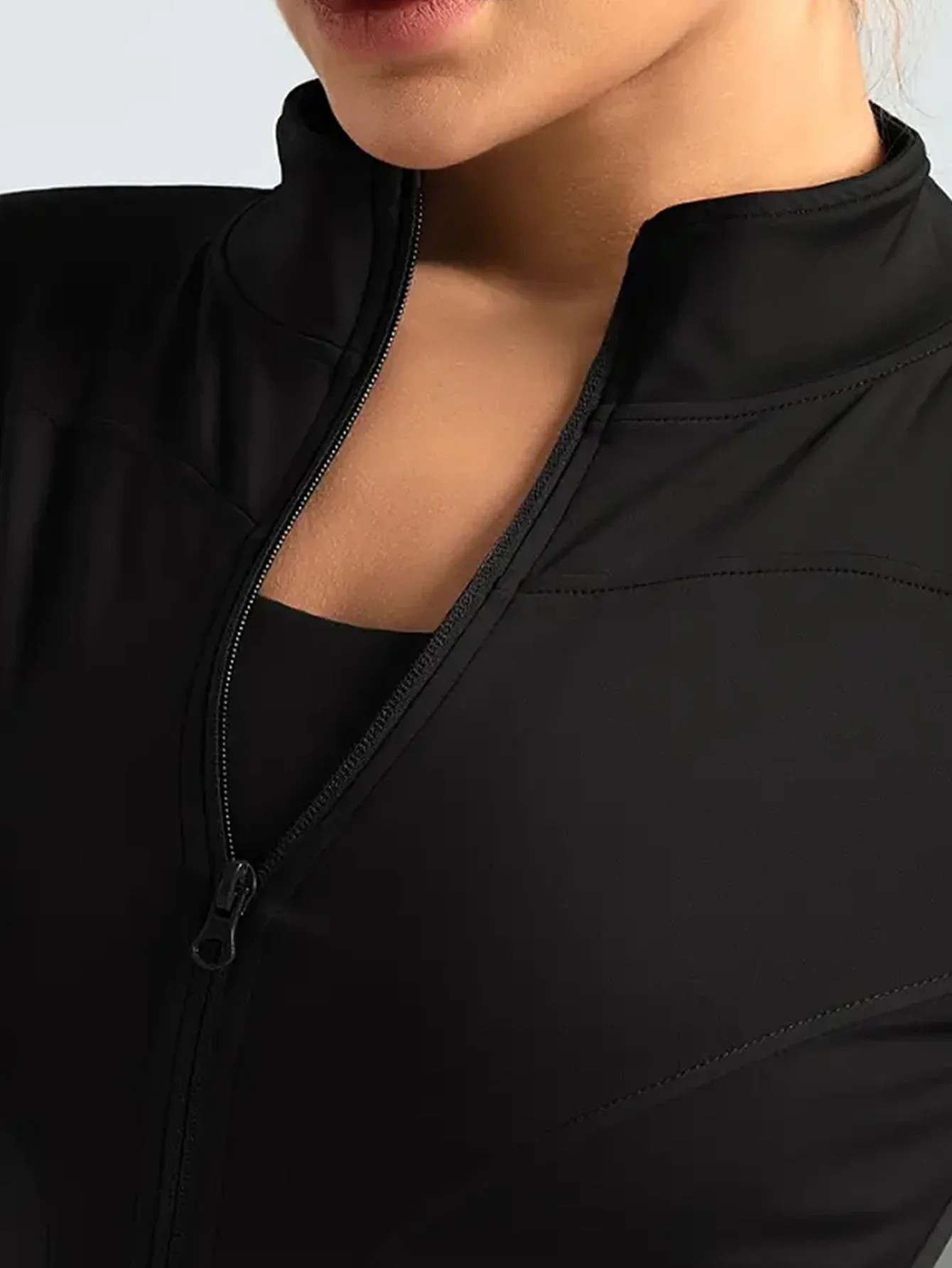 Damen-Fitnessjacke, schmal geschnitten, langärmeliges Yoga-Oberteil, Reißverschluss, Sportjacke, dehnbar, schnelltrocknend, Lauf- und Workout-Oberbekleidung – Detail 18