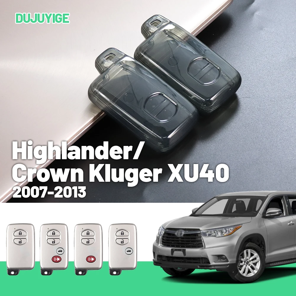 

Прозрачный чехол для ключей из ТПУ для Toyota Highlander/Crown Kluger XU40 2007-2013, защитный чехол для брелока, автомобильные аксессуары 2008