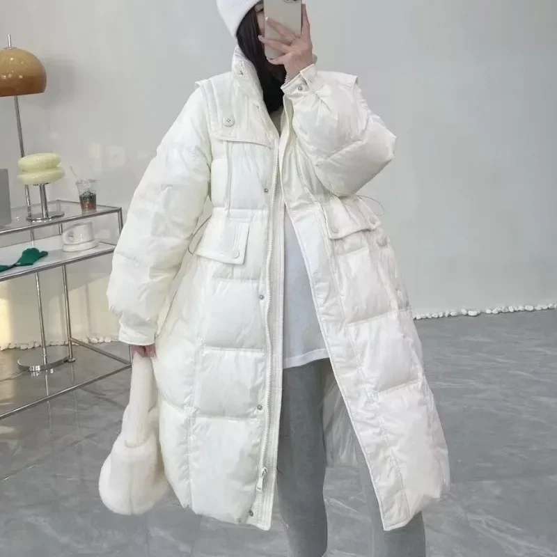 New Women Down Jacket Winter Coat Female Mid Length Version Parkas Loose Thick Warm Outwear Fashion Simplicity Overcoat