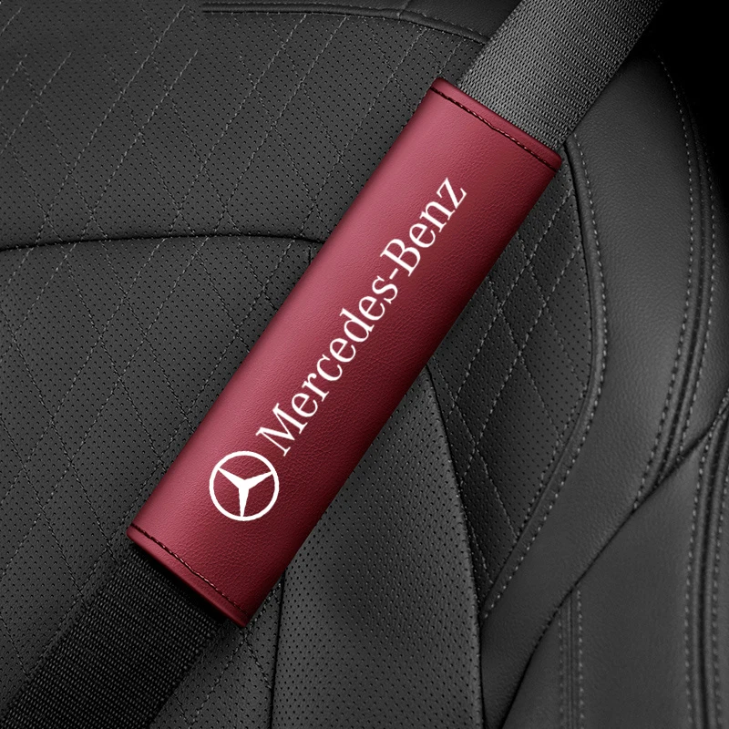 Car Accessories Seat Belt PU Leather Seatbelt Shoulder Cover for Mercedes Benz AMG W204 W211 W205 203 212 S G E GLE GLS CLA GLC