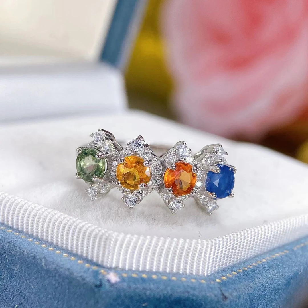 

KJJEAXCMY High clarity Natural Colored Sapphire S925 silver exquisitely Ring Full of luster Simple,Design High-End Bestseller