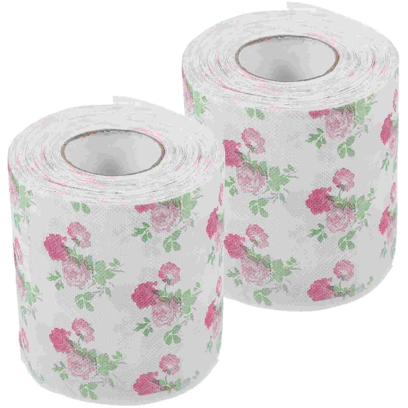 2 Rolls Colored Toilet Paper Printed Lunch Napkin Napkins Tissue Wood Pulp Soft Towel