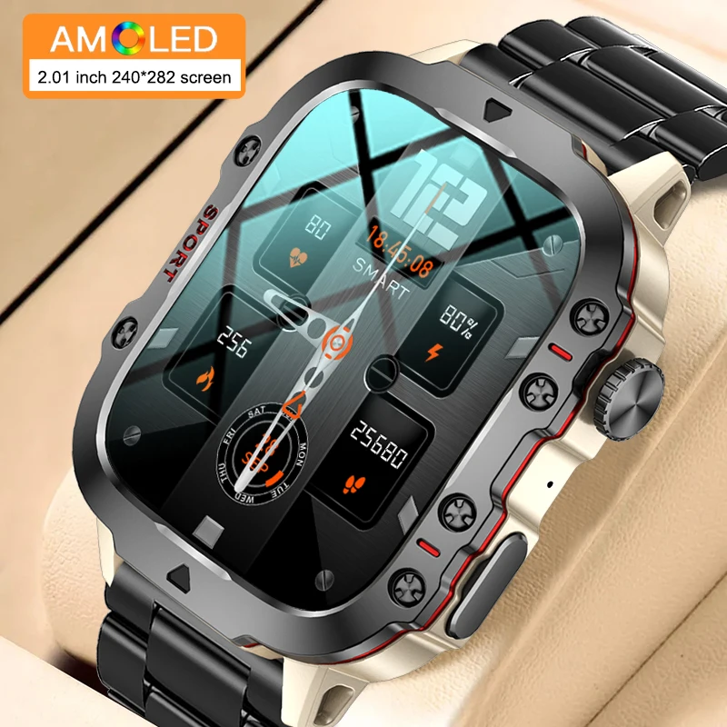 

2024 Outdoor Smart Watch Men 2.01 AMOLED HD Screen Bluetooth Call Smart Watch Heart Rate Blood Oxygen Sport Waterproof Bracelet