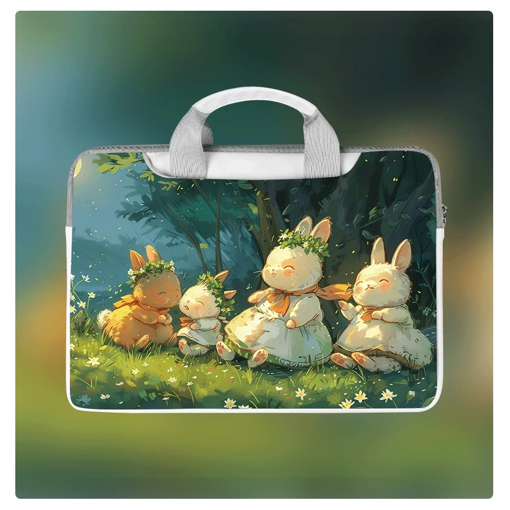 

Модная сумка для ноутбука с изображением кролика, 12, 13.3, 14, 15.6, 16 дюймов, защитный чехол из ПУ для студенток, подарок на день рождения или Рождество