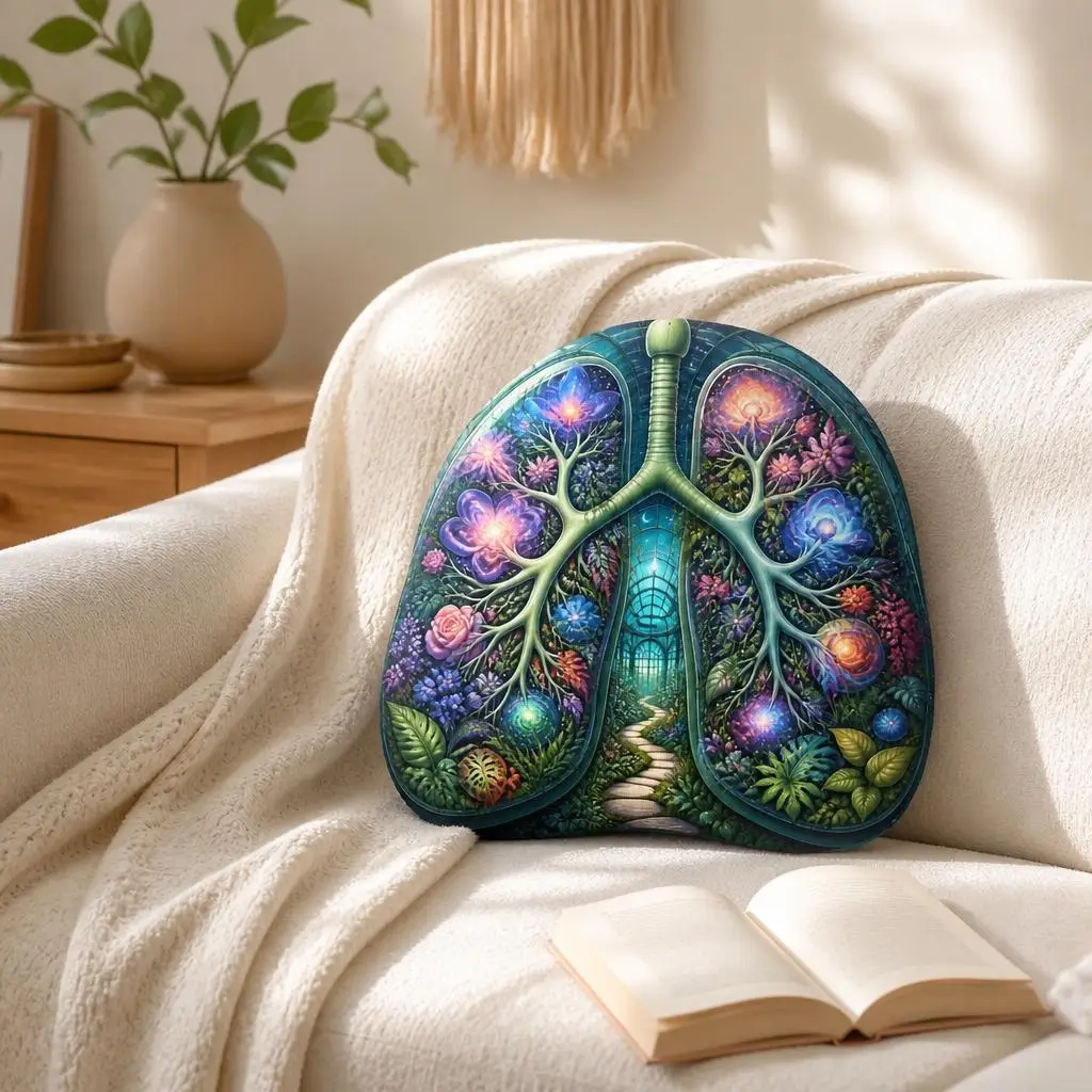 Anatomical Lung Greenhouse Throw Pillow Botanical Galaxy Cushion Plush Stuffed Irregular Decor for Nature Dreamers Home Gift
