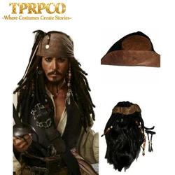 halloween costume for men adult pirate captain jack sparrow wigs hat pirates of the caribbean cosplay Accessories