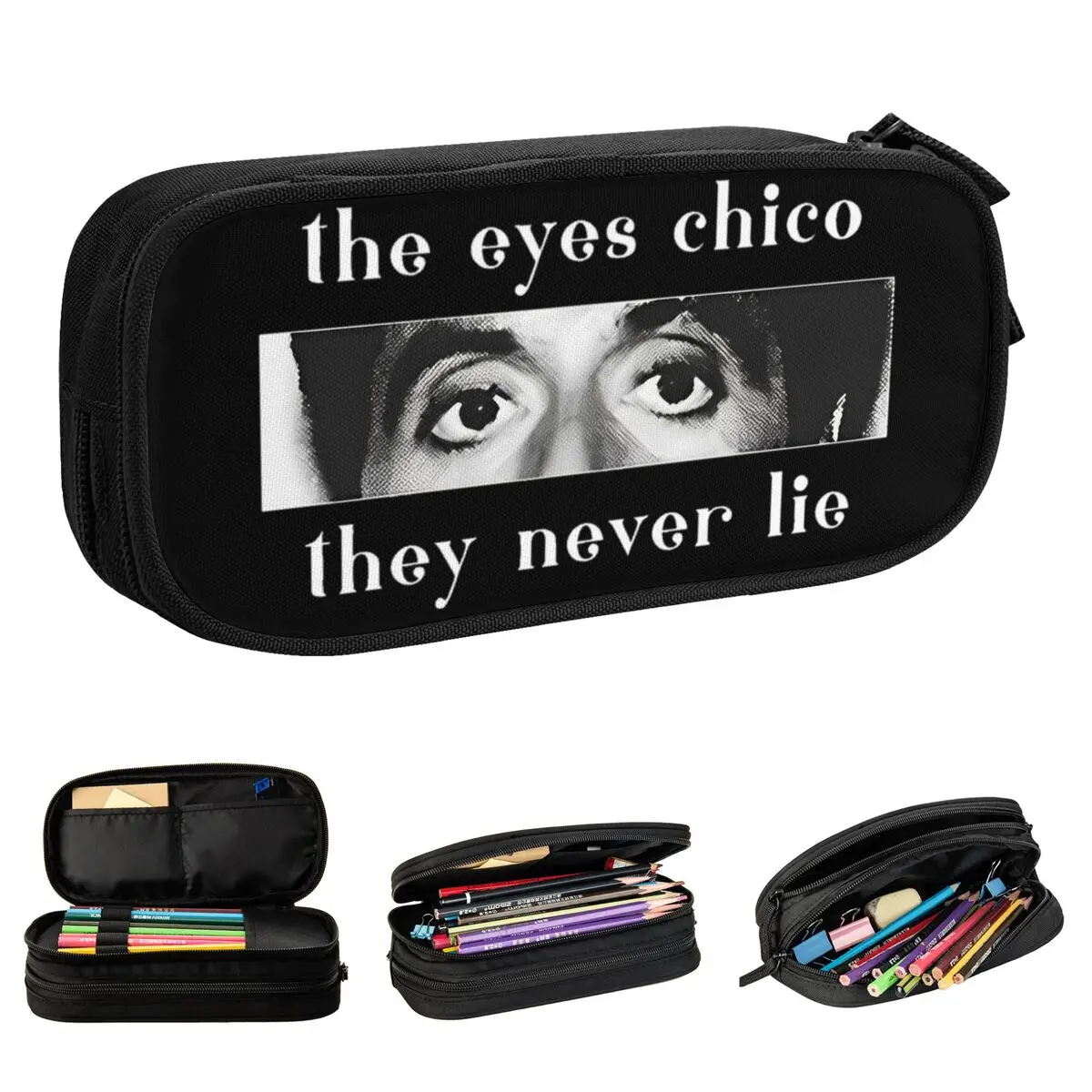 

The Eyes Chico They Never Lie Tony Montana Scarface Pencil Case Fashion Pen Pencil Bags Kids Big Capacity School Pencilcases