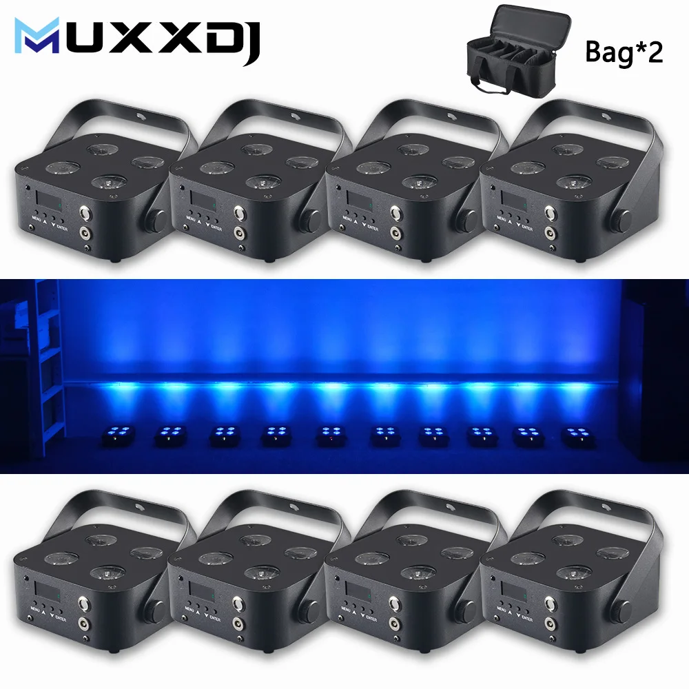 

Беспроводные DMX IR4 Uplights 4x12 Вт RGBWA УФ-светодиодный мини-подсветка с питанием от аккумулятора 5000 мАч для свадебной вечеринки DJ-подий с сумкой