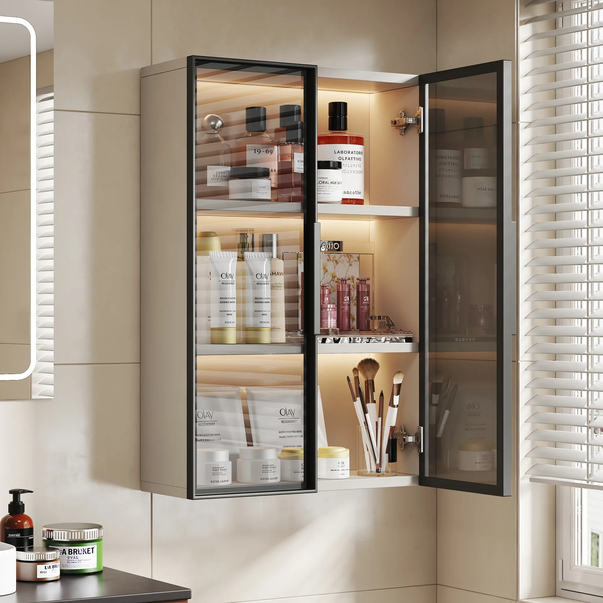 

Honeycomb aluminum bathroom locker Wall-mounted hanging cabinet Wall cabinet Wall Top toilet Storage Bathroom